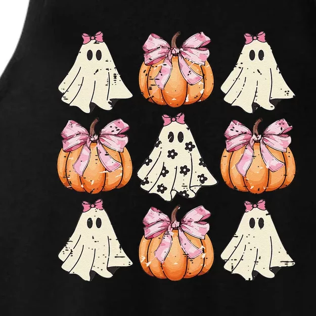 Funny Coquette Bow Pumpkin Halloween Ghost Spooky Season Ladies Tri-Blend Wicking Tank