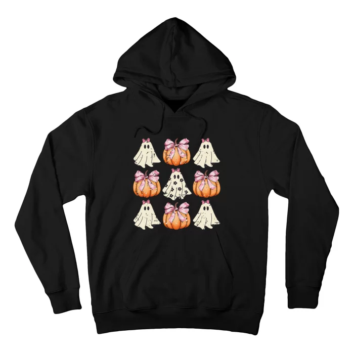 Funny Coquette Bow Pumpkin Halloween Ghost Spooky Season Hoodie