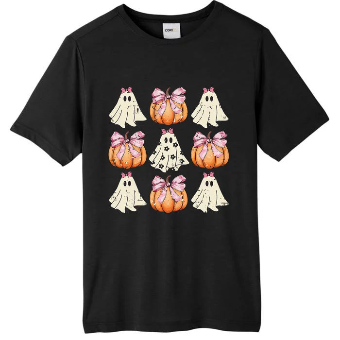 Funny Coquette Bow Pumpkin Halloween Ghost Spooky Season ChromaSoft Performance T-Shirt