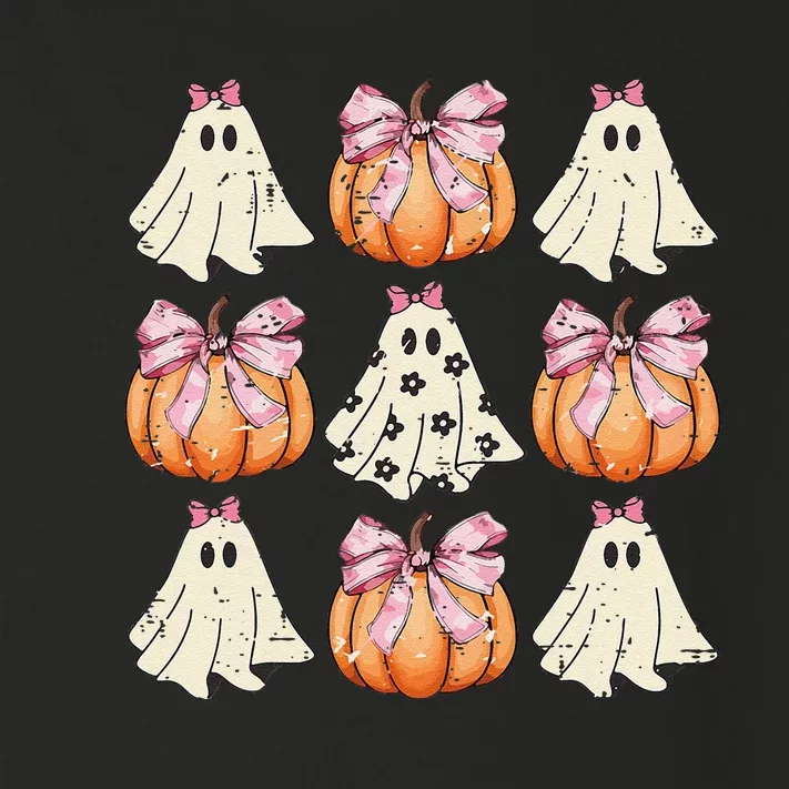 Funny Coquette Bow Pumpkin Halloween Ghost Spooky Season Toddler Long Sleeve Shirt