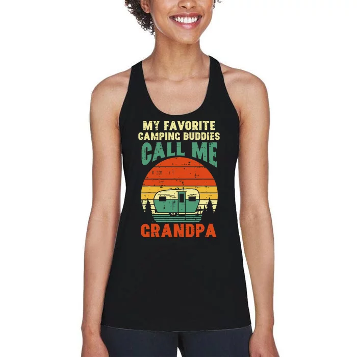 Favorite Camping Buddies Grandpa Retro Grandfathers Day Women's Racerback Tank