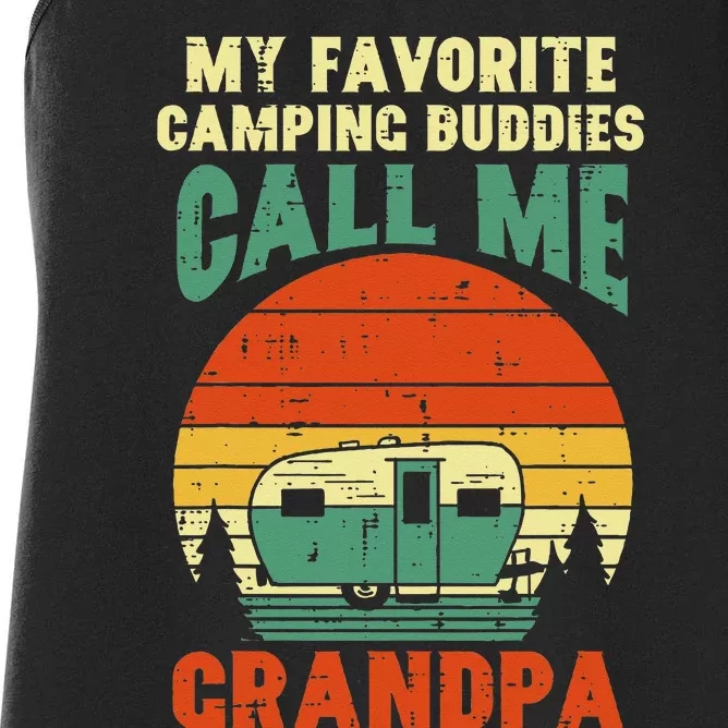 Favorite Camping Buddies Grandpa Retro Grandfathers Day Women's Racerback Tank