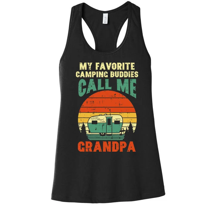 Favorite Camping Buddies Grandpa Retro Grandfathers Day Women's Racerback Tank