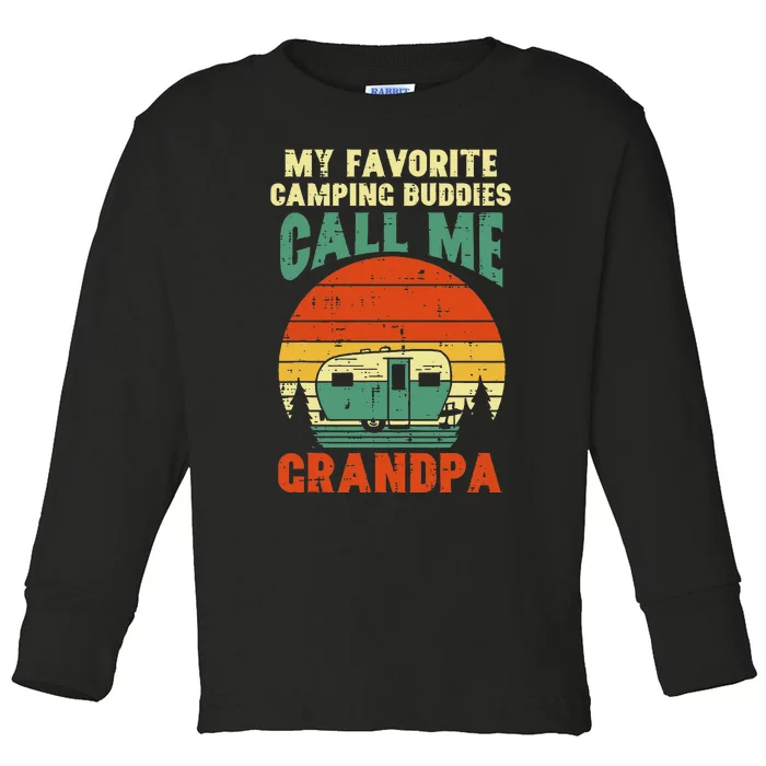 Favorite Camping Buddies Grandpa Retro Grandfathers Day Toddler Long Sleeve Shirt