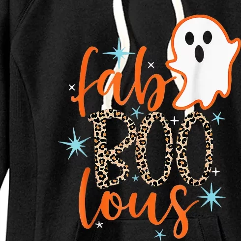 Funny Cute Boo Ghost Halloween FabBoo Lous Leopard Women's Fleece Hoodie