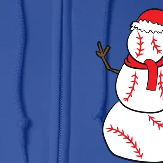 Funny Christmas Baseball Snow Christmas Baseball Funny Gift Full Zip Hoodie