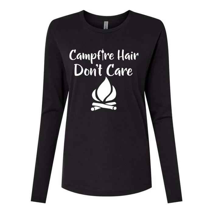 Funny Camping Bonfire Campfire Hair Dont Care Campfire Gift Womens Cotton Relaxed Long Sleeve T-Shirt