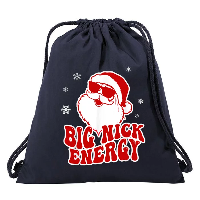 Funny Christmas Big Nick Energy Santa Naughty Adult Humor Gift Drawstring Bag