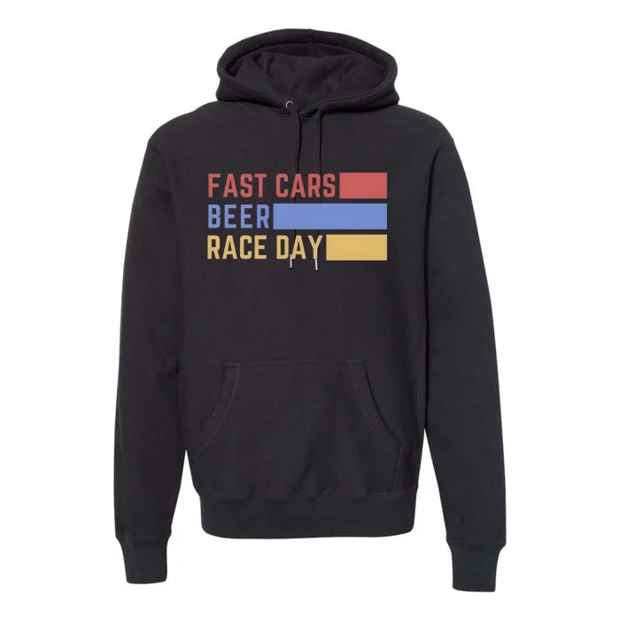 Fast Car Beer Race Day Premium Hoodie