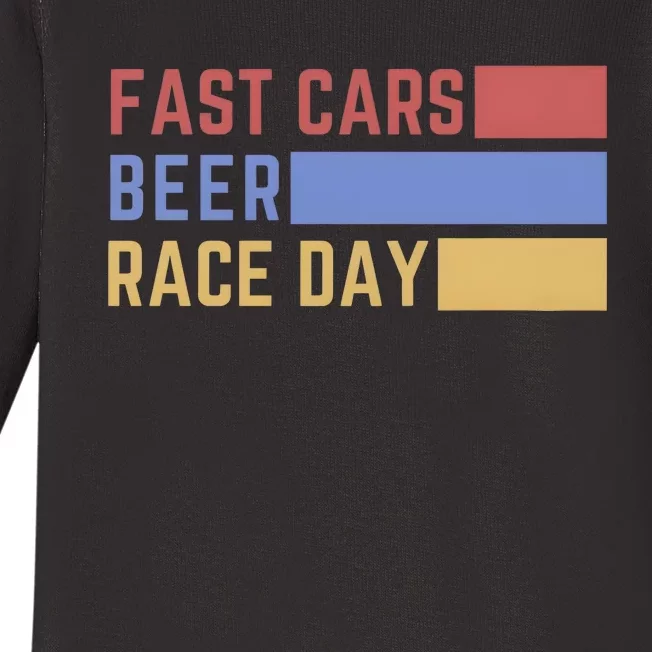 Fast Car Beer Race Day Baby Long Sleeve Bodysuit