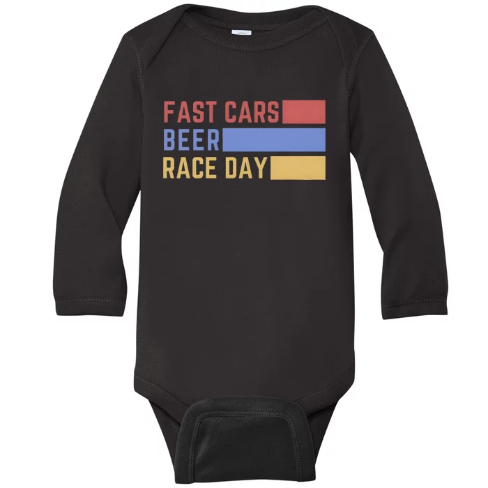 Fast Car Beer Race Day Baby Long Sleeve Bodysuit