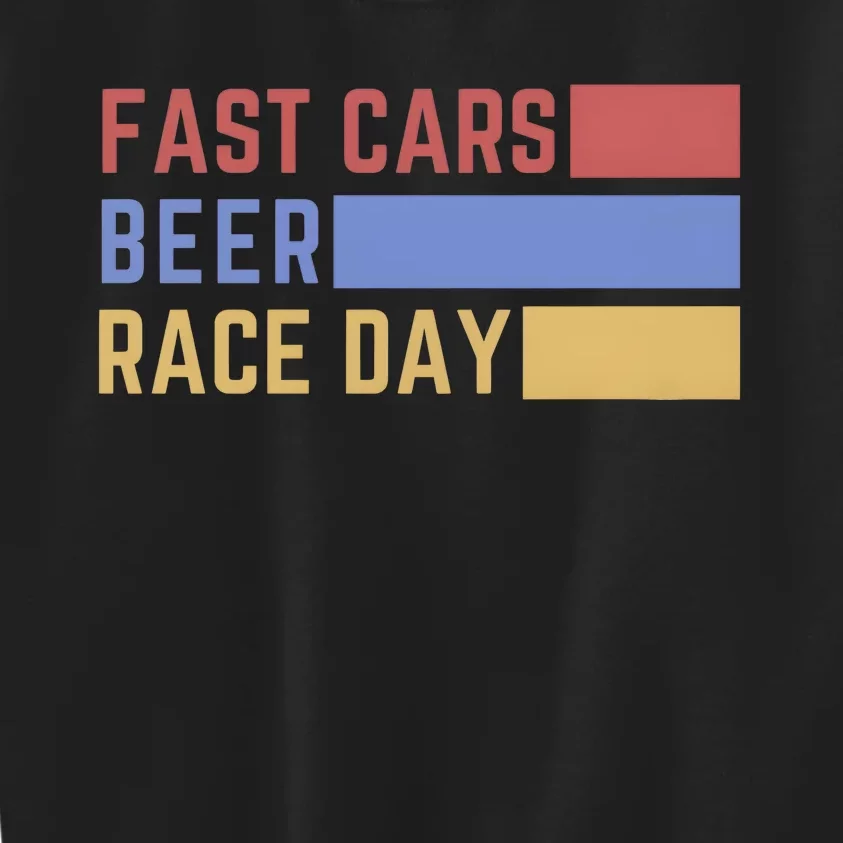 Fast Car Beer Race Day Kids Sweatshirt