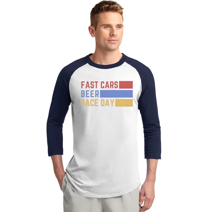 Fast Car Beer Race Day Baseball Sleeve Shirt