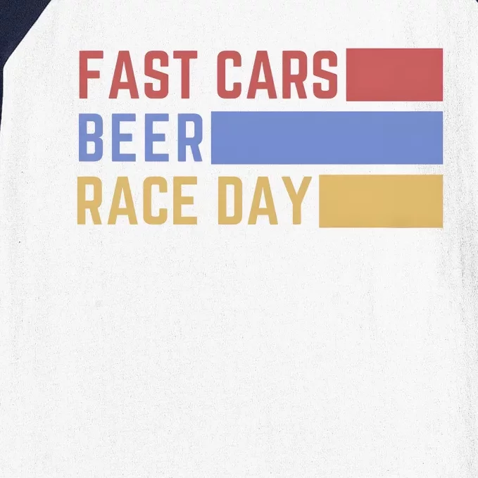 Fast Car Beer Race Day Baseball Sleeve Shirt