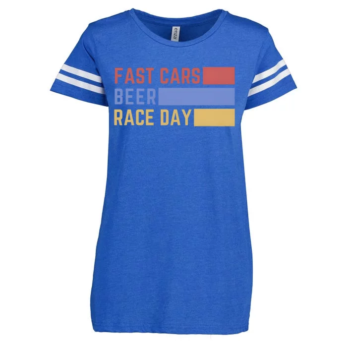 Fast Car Beer Race Day Enza Ladies Jersey Football T-Shirt