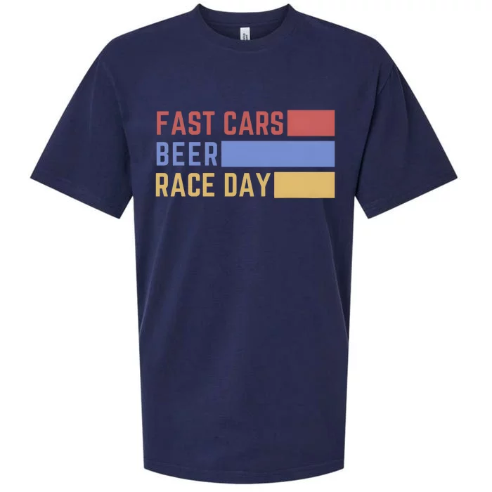 Fast Car Beer Race Day Sueded Cloud Jersey T-Shirt