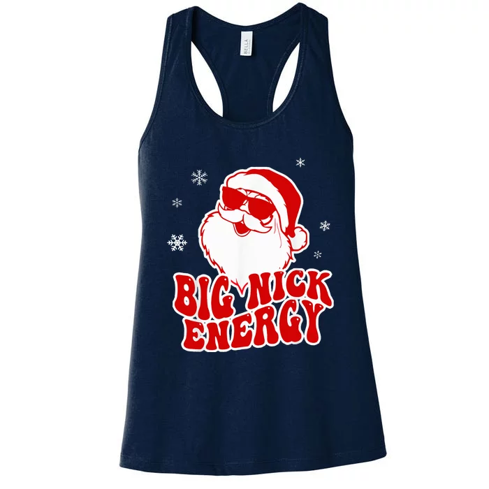 Funny Christmas Big Nick Energy Santa Naughty Adult Humor Women's Racerback Tank