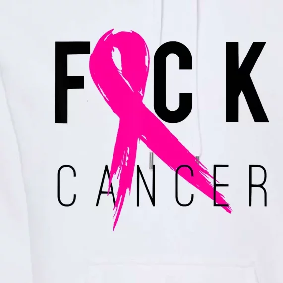 Fuck Cancer Breast Cancer Awareness Retro Distressed Premium Hoodie