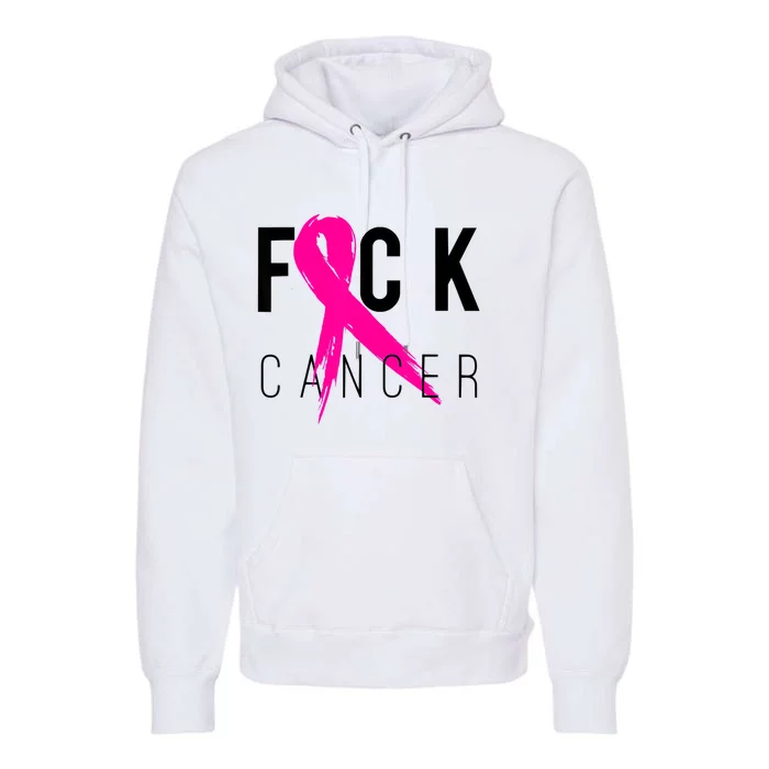 Fuck Cancer Breast Cancer Awareness Retro Distressed Premium Hoodie