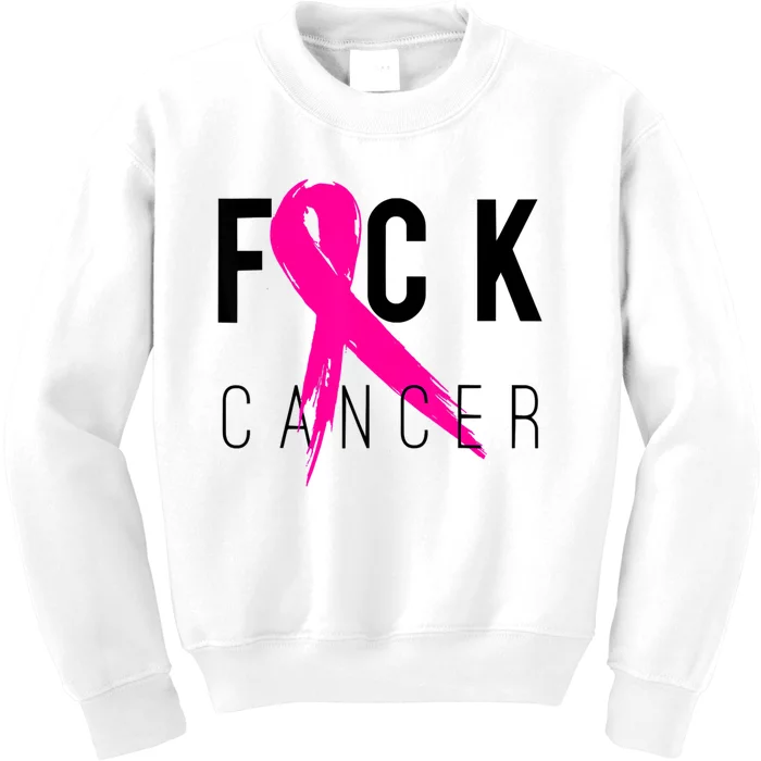 Fuck Cancer Breast Cancer Awareness Retro Distressed Kids Sweatshirt