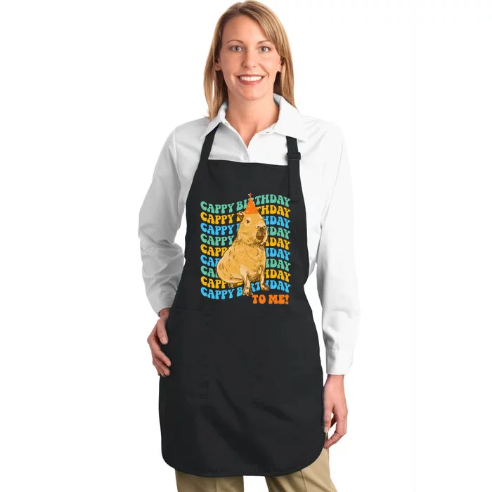 Funny Capybara Birthday Design Full-Length Apron With Pocket