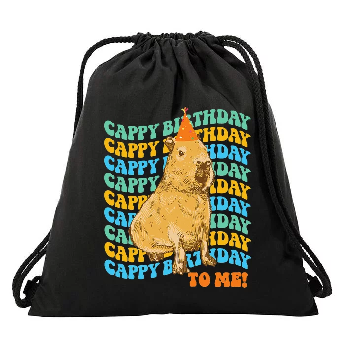 Funny Capybara Birthday Design Drawstring Bag