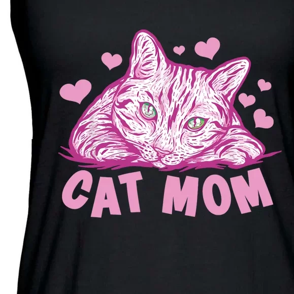 Funny Cat Best Cat Mom Ever Meow with my Cat Tee for Wo Ladies Essential Flowy Tank