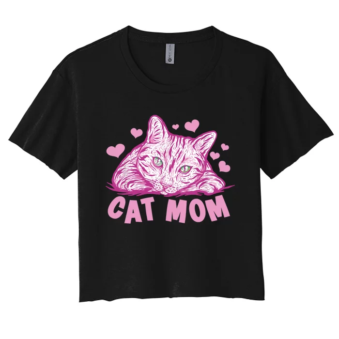 Funny Cat Best Cat Mom Ever Meow with my Cat Tee for Wo Women's Crop Top Tee