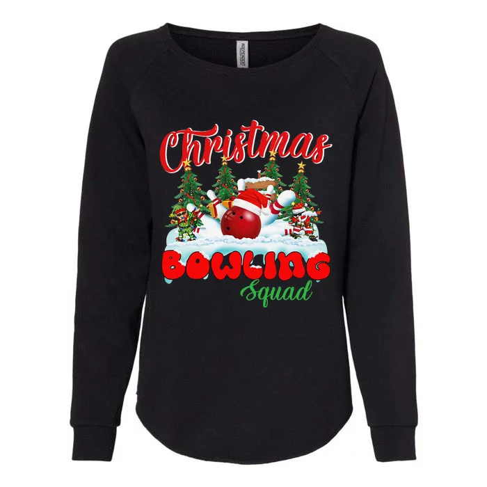 Funny Christmas Bowling Squad Dabbing Santa Elf Womens California Wash Sweatshirt