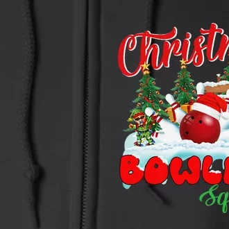 Funny Christmas Bowling Squad Dabbing Santa Elf Full Zip Hoodie