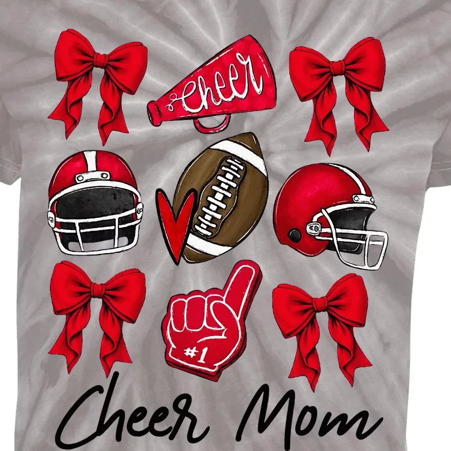 Football Coquette Bow Cheer Mom Red Kids Tie-Dye T-Shirt