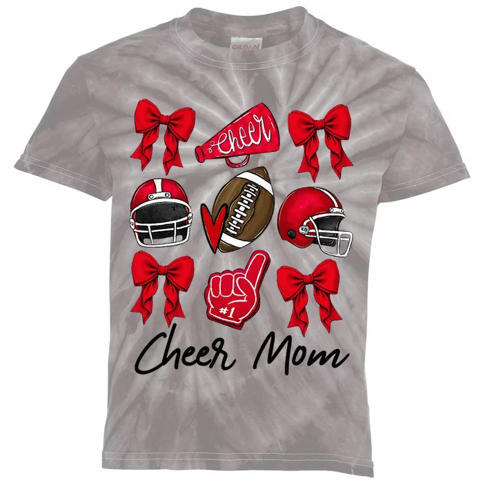 Football Coquette Bow Cheer Mom Red Kids Tie-Dye T-Shirt