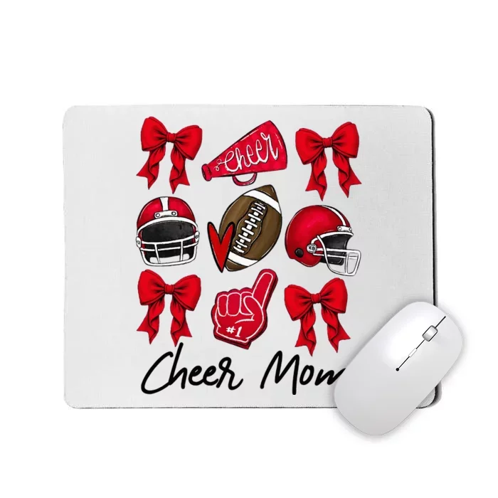 Football Coquette Bow Cheer Mom Red Mousepad