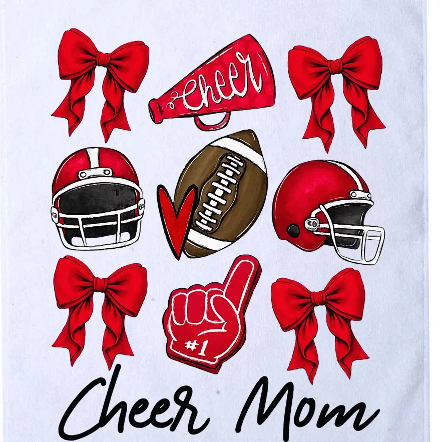 Football Coquette Bow Cheer Mom Red Platinum Collection Golf Towel