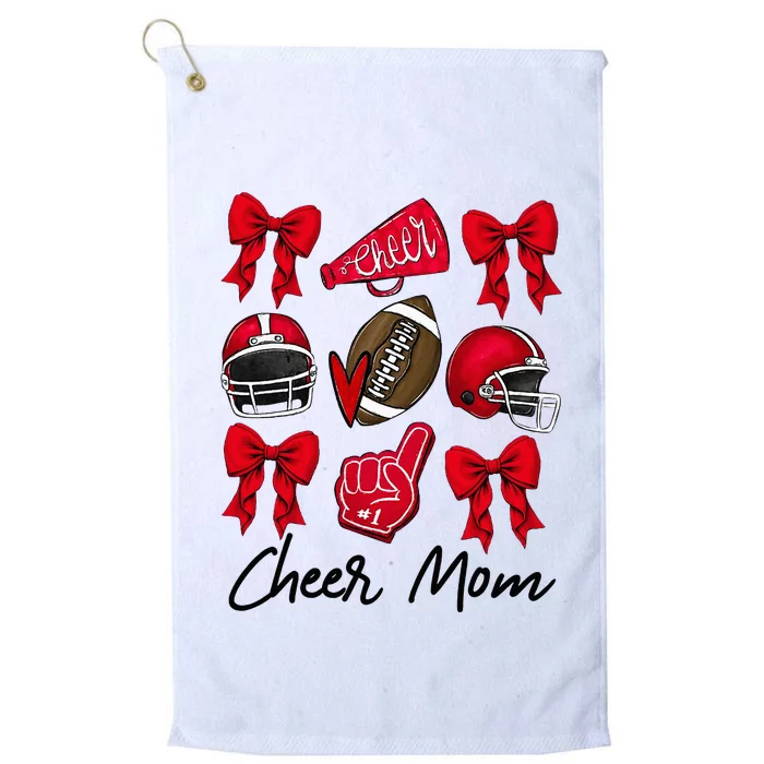 Football Coquette Bow Cheer Mom Red Platinum Collection Golf Towel