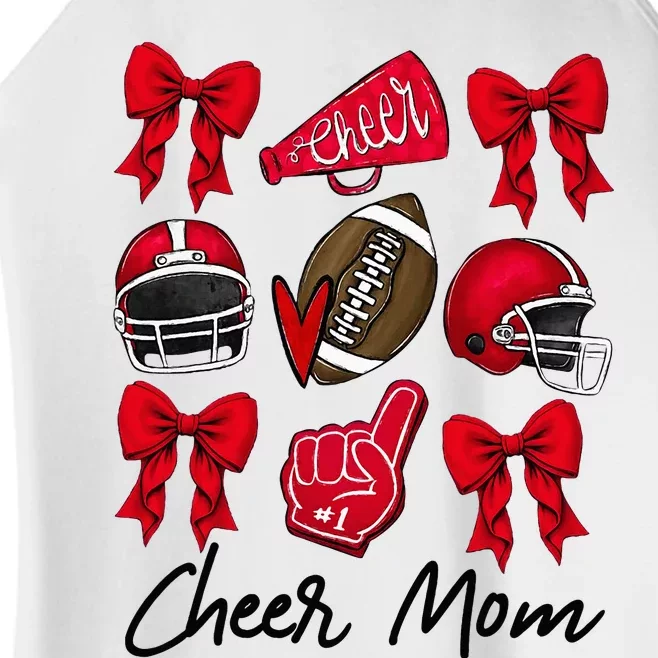 Football Coquette Bow Cheer Mom Red Women’s Perfect Tri Rocker Tank