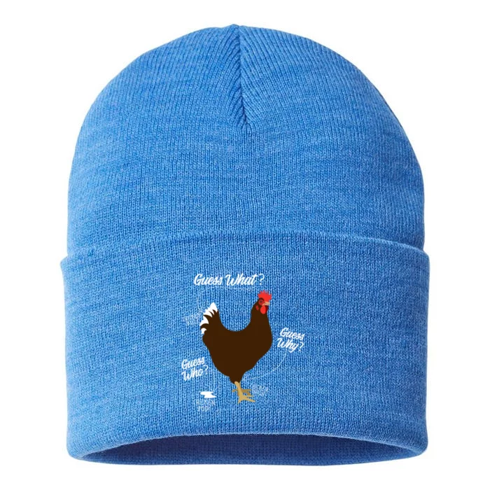 Funny Chicken Butt Guess Why? Farm Cool Gift Sustainable Knit Beanie