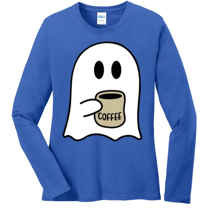 Funny Cute Boo Ghost Coffee Halloween Costume Spooky Season Gift Ladies Long Sleeve Shirt