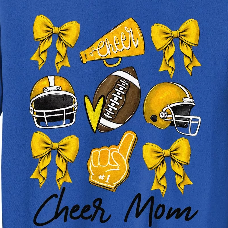 Football Coquette Bow Cheer Mom Yellow Gift Sweatshirt