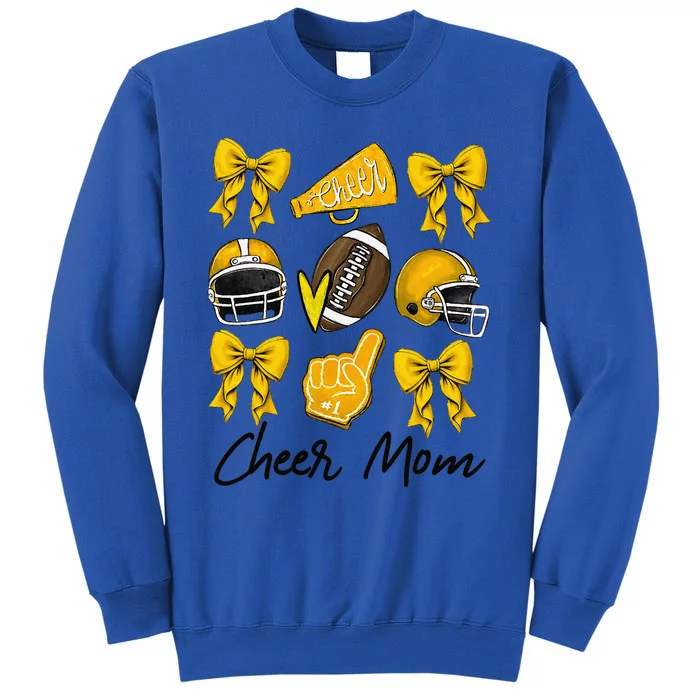 Football Coquette Bow Cheer Mom Yellow Gift Sweatshirt