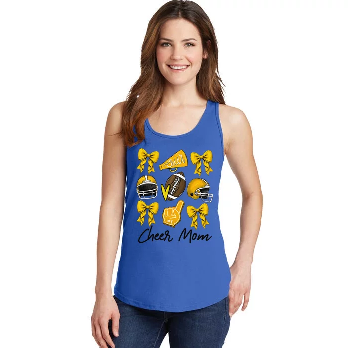 Football Coquette Bow Cheer Mom Yellow Gift Ladies Essential Tank