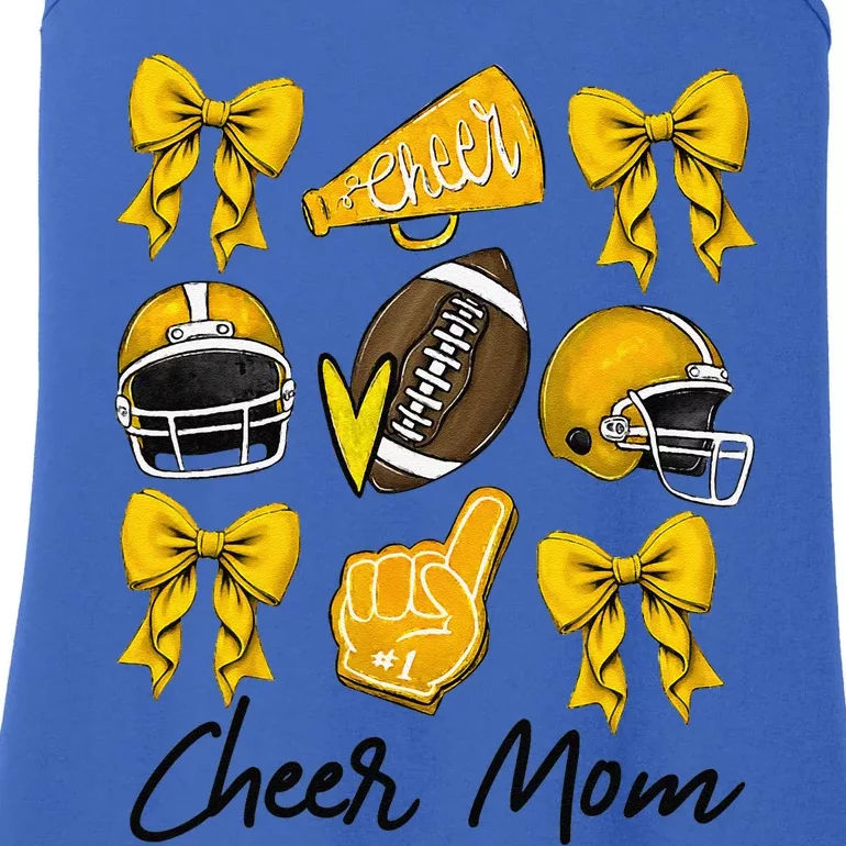 Football Coquette Bow Cheer Mom Yellow Gift Ladies Essential Tank