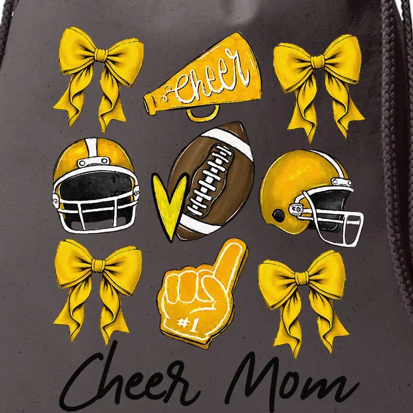 Football Coquette Bow Cheer Mom Yellow Gift Drawstring Bag