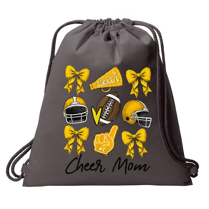 Football Coquette Bow Cheer Mom Yellow Gift Drawstring Bag