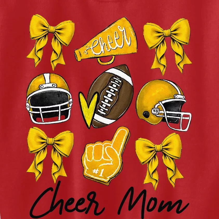 Football Coquette Bow Cheer Mom Yellow Gift Kids Sweatshirt