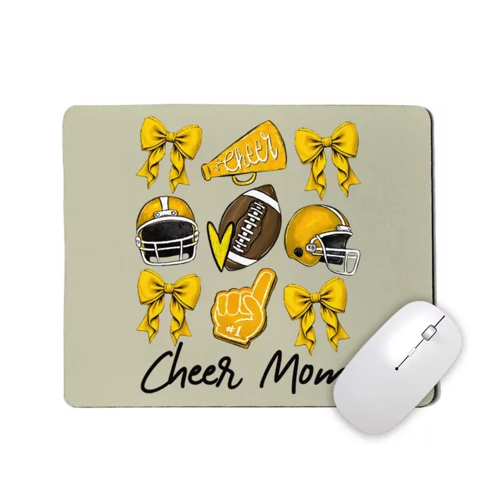 Football Coquette Bow Cheer Mom Yellow Gift Mousepad