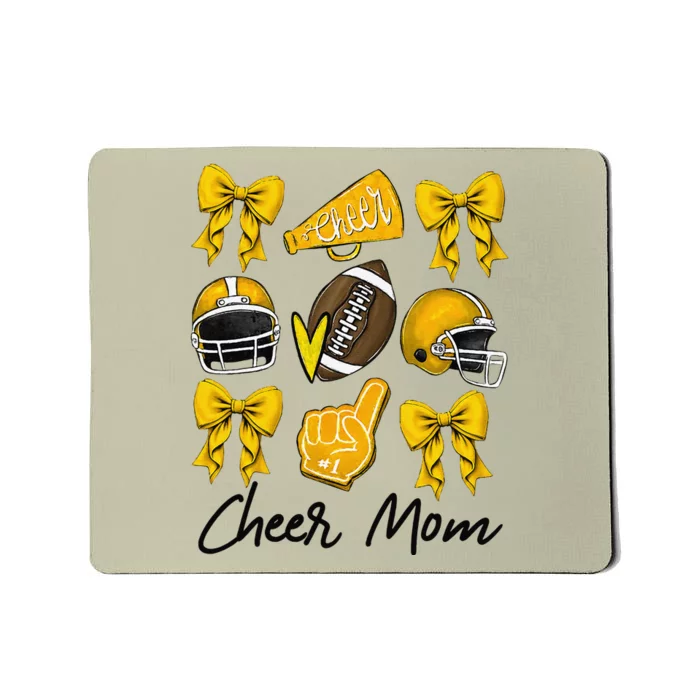 Football Coquette Bow Cheer Mom Yellow Gift Mousepad