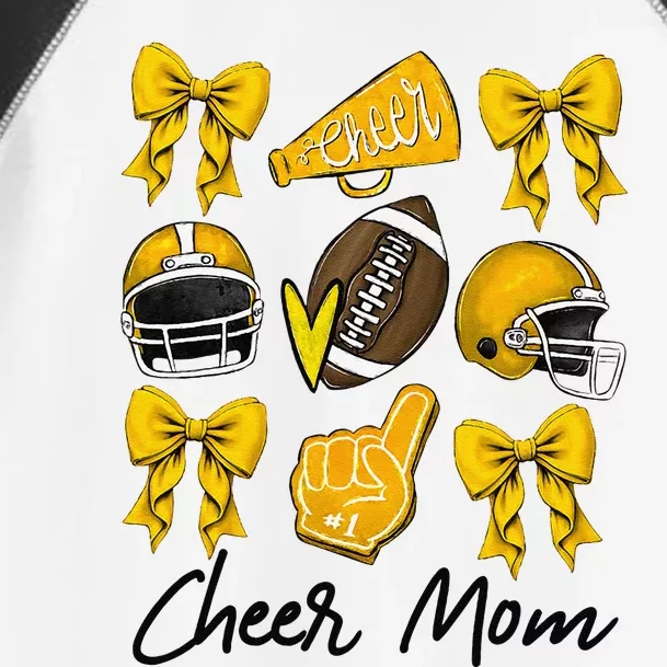 Football Coquette Bow Cheer Mom Yellow Gift Toddler Fine Jersey T-Shirt