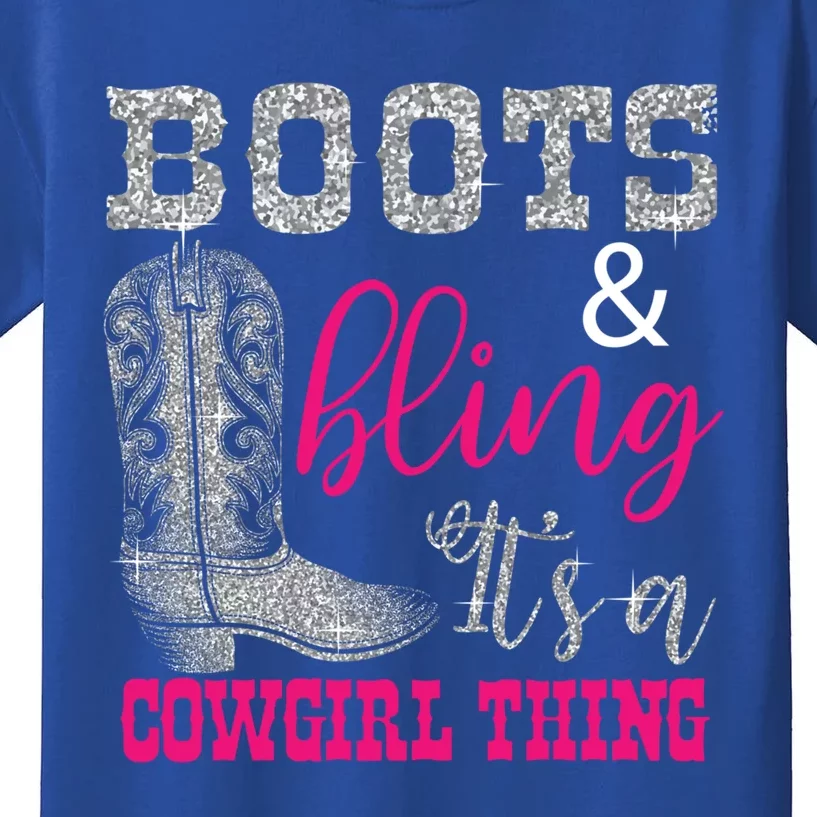 Funny Cowgirl Boots Bling Gift Cute Love Country Life Cool Gift Kids T-Shirt