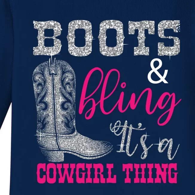 Funny Cowgirl Boots Bling Gift Cute Love Country Life Cool Gift Baby Long Sleeve Bodysuit